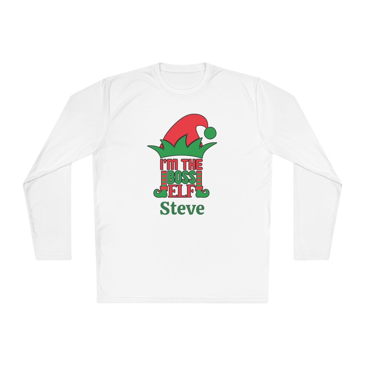 I'm The Boss Elf Personalized Adult Long Sleeve Tee