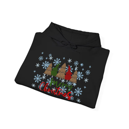 Merry Christmas Checkered Trees Adult Heavy Blend™ Hoodie