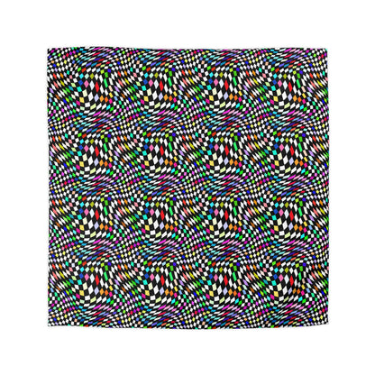 Warped Colorful Checkered Microfiber Duvet Cover