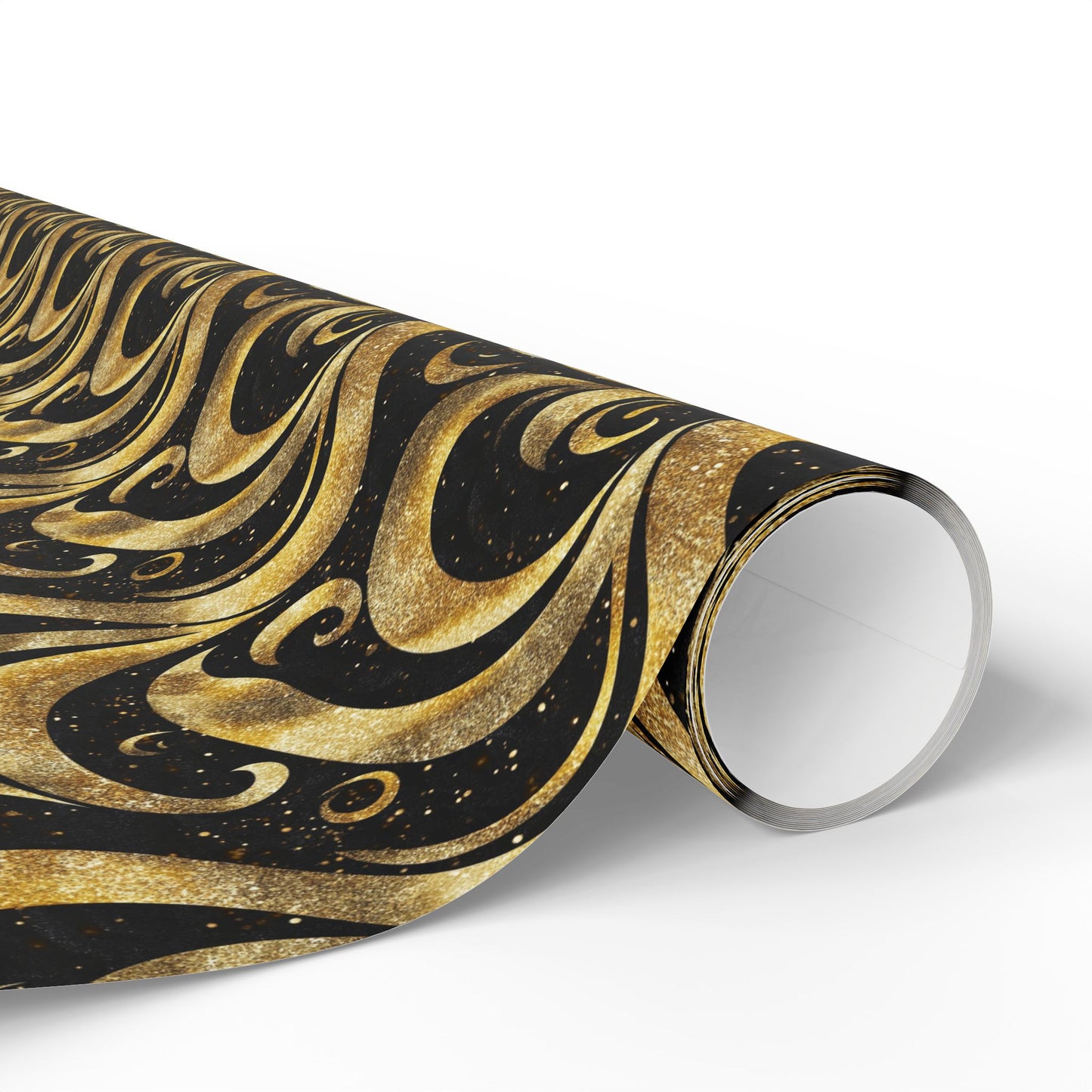 Black & Gold Luxe Swirl Wrapping Paper