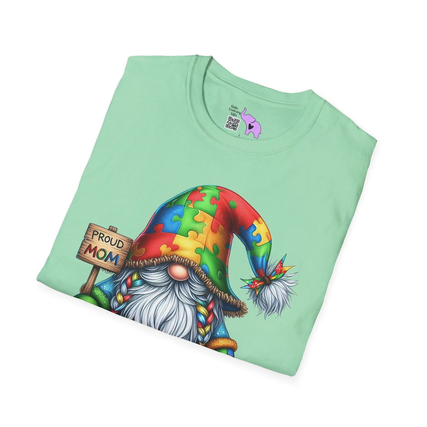 Proud Mom (Autism Awarness Gnome) Adult T-shirt