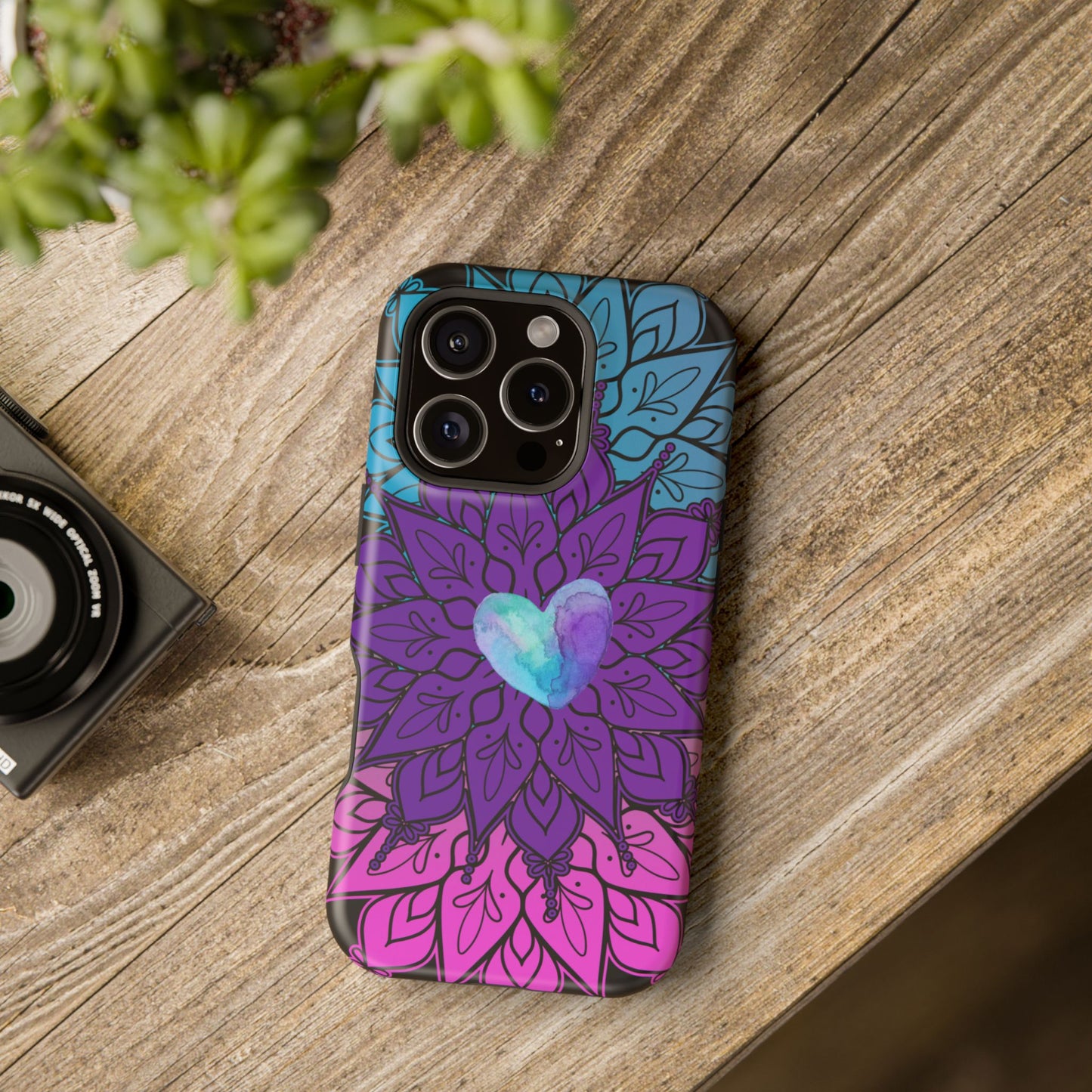 Colorful Mandala w/Heart MagSafe® Compatible Tough Case for iPhone