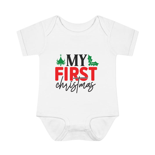 My First Christmas 2 Infant Baby Rib Bodysuit