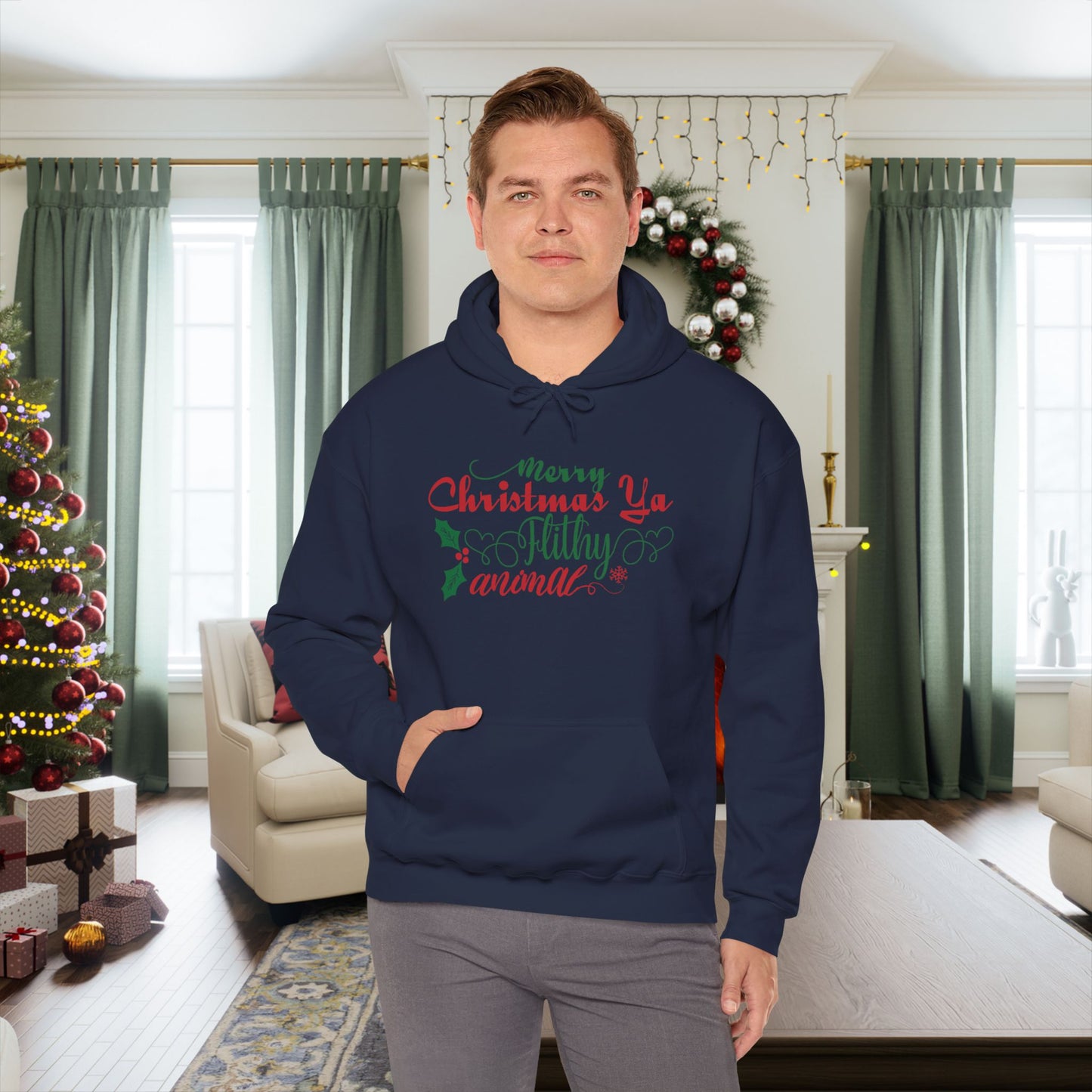 Merry Christmas Ya Filthy Animal Heavy Blend™ Hooded Sweatshirt