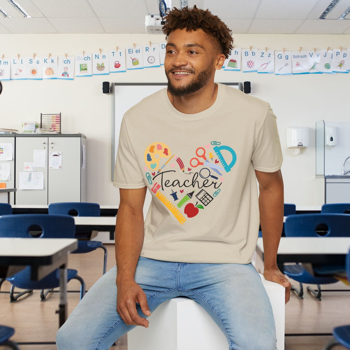 Teacher Supply Heart Adult T-shirt