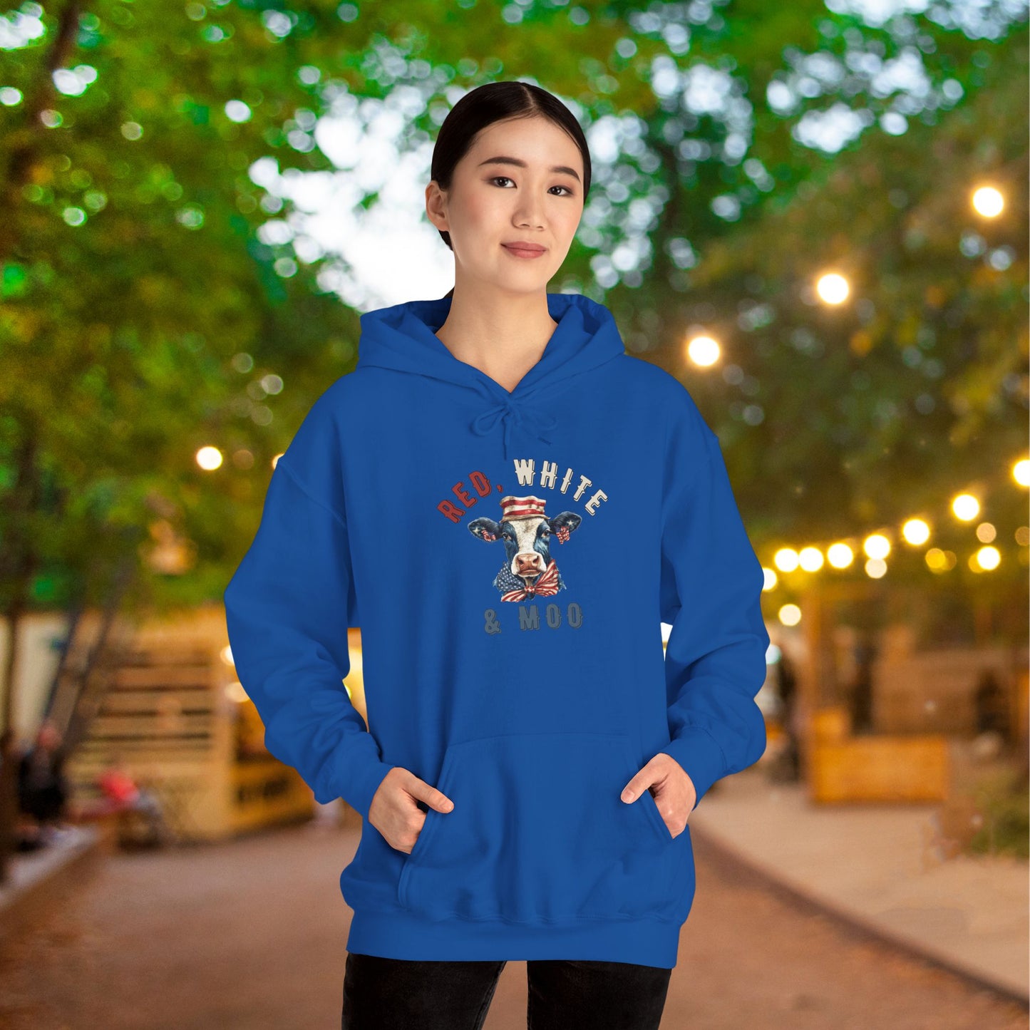 Red, White, & Moo Off Heavy Blend™ Hooded Sweatshirt