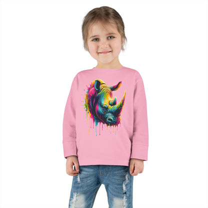 Colorful Rhino Toddler Long Sleeve Tee