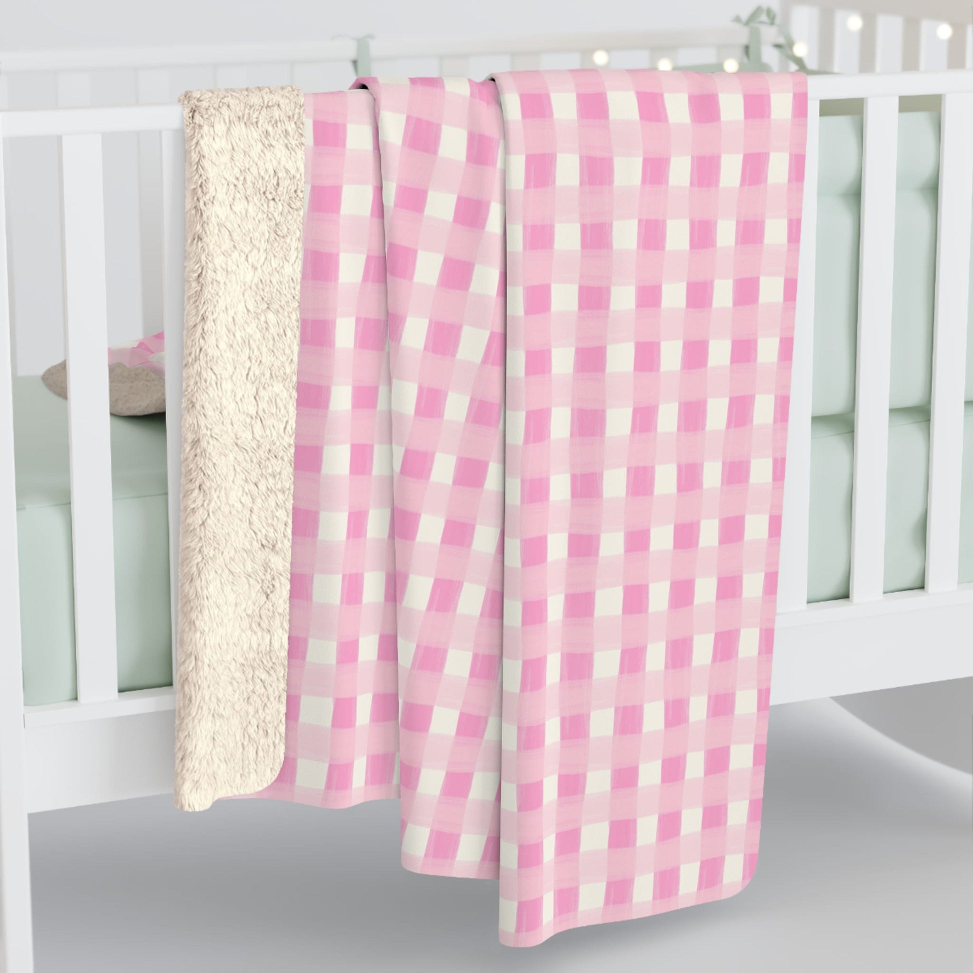 Dreamy Rose Gingham Fleece Blanket