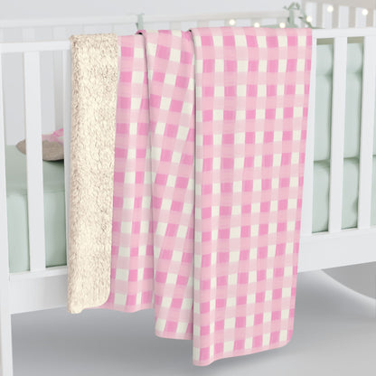 Dreamy Rose Gingham Fleece Blanket