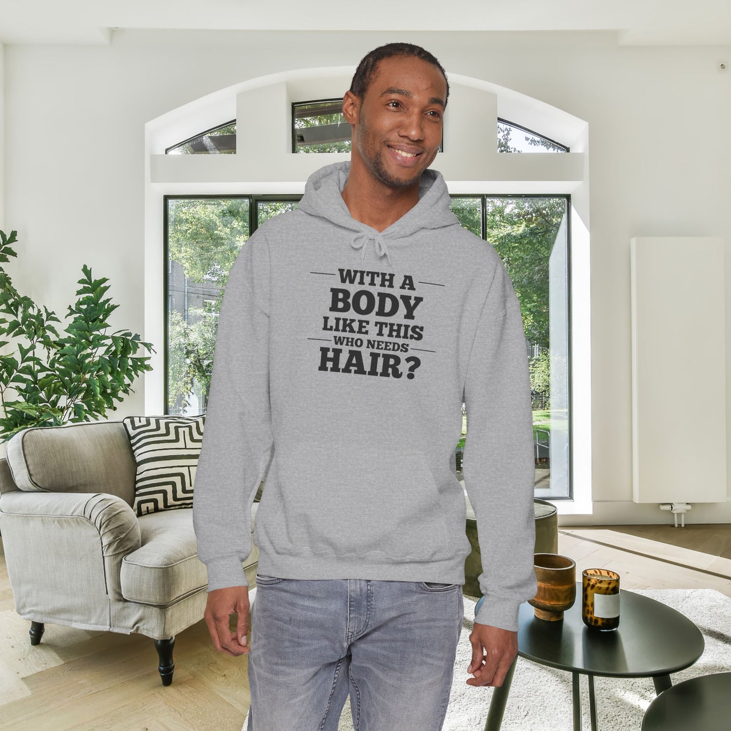 With A Body Like This Who Needs Hair? Adult Heavy Blend™ Hoodie