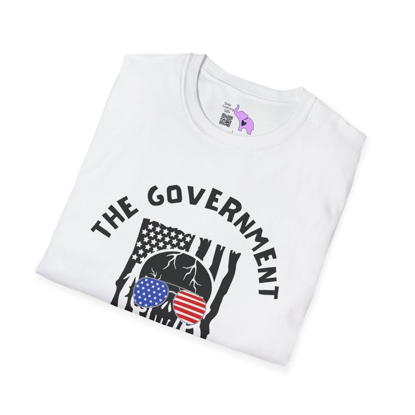 The Government is Lying To Us Skull w/Glasses over Flag T-shirt