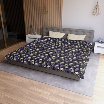 Midnight Lavender Skulls Microfiber Duvet Cover