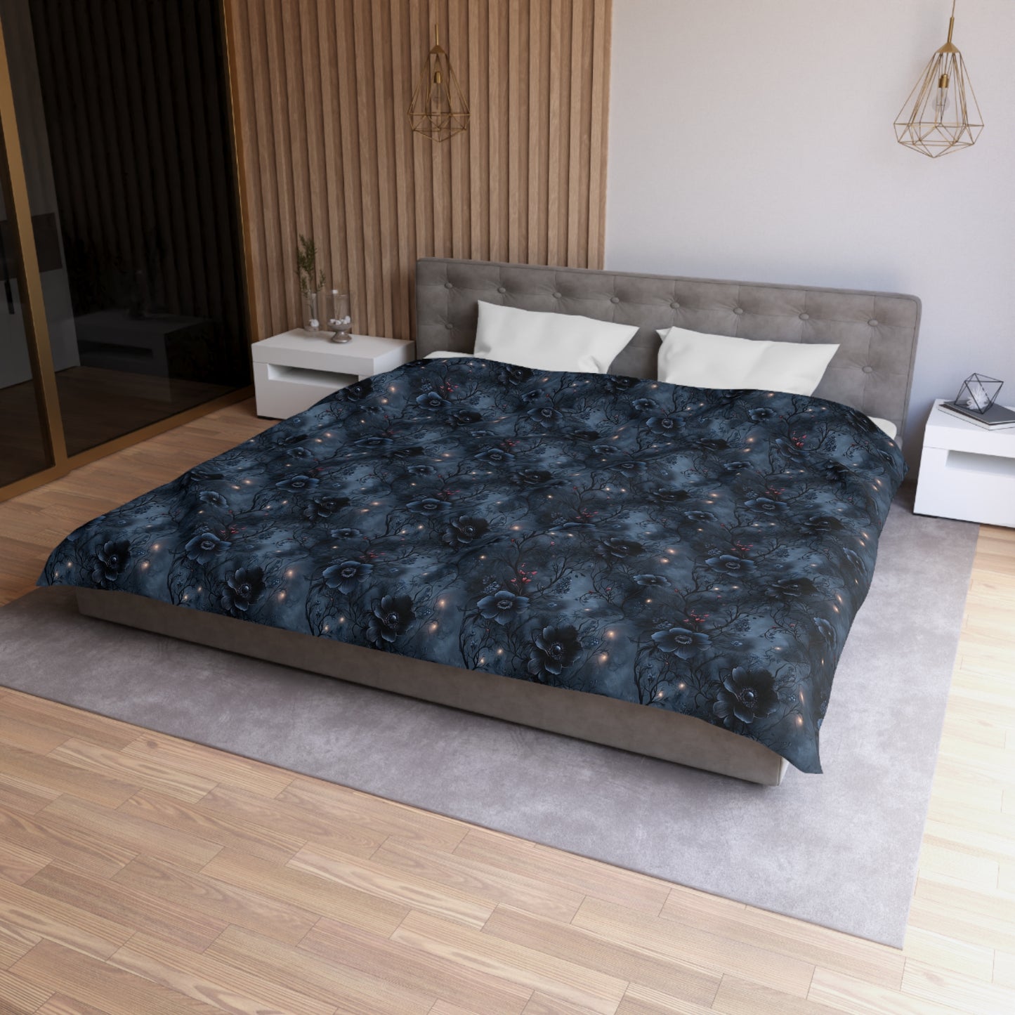 Black Roses & Vines Microfiber Duvet Cover
