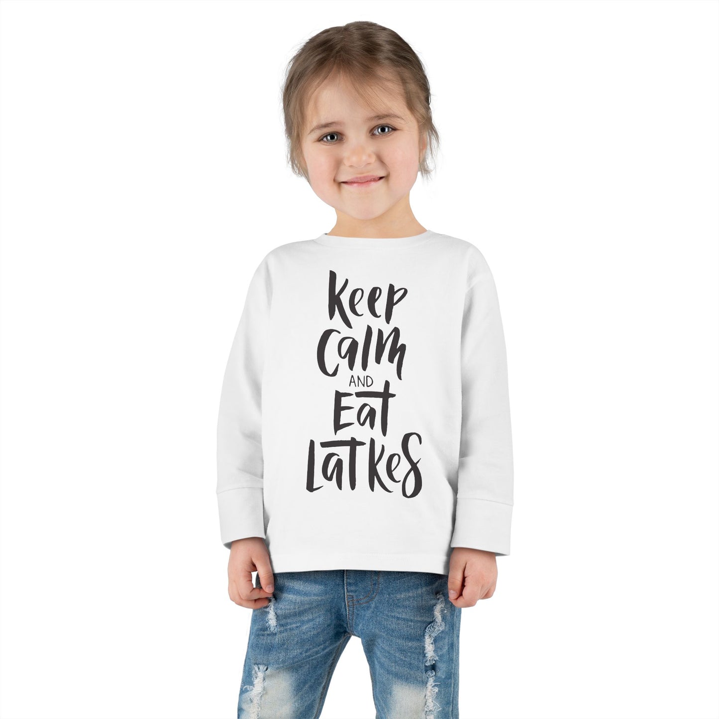 Keep Calm & Eat Latkes Toddler Long Sleeve Tee