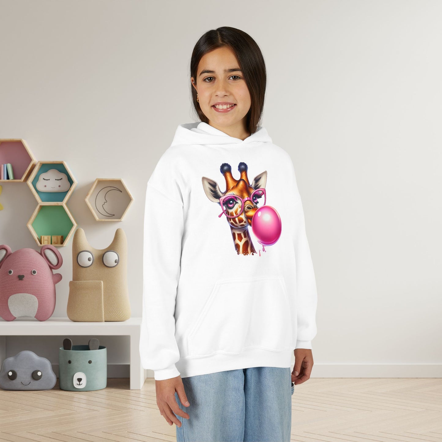 Girraffe Blowing Bubble Youth Heavy Blend Hoodie