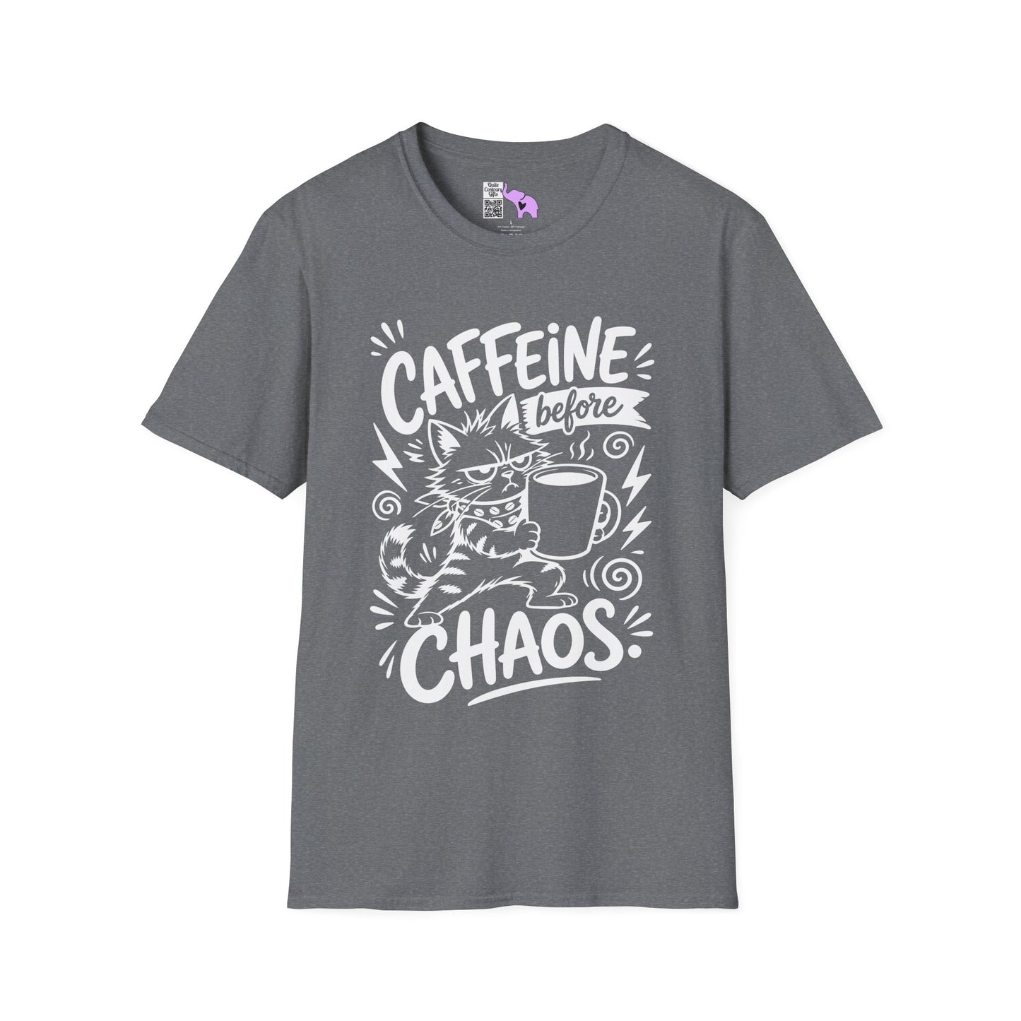 ""Caffeine Before Chaos (Cat) Adult T-shirt