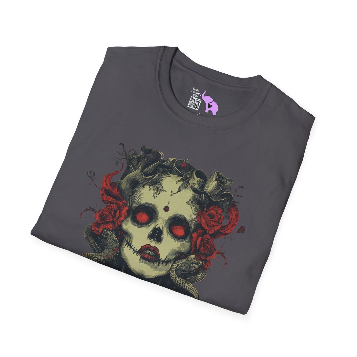 Creepy Skull and Roses Adult T-shirt