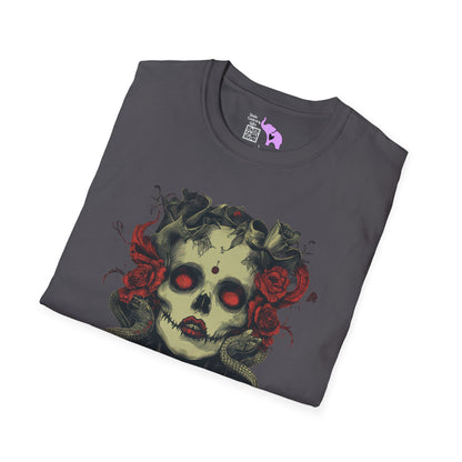 Creepy Skull and Roses Adult T-shirt