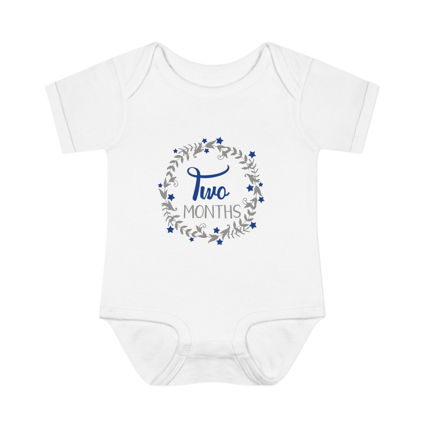 Blue Milestone Wreath Onesie-Two Months