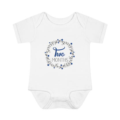 Blue Milestone Wreath Onesie-Two Months