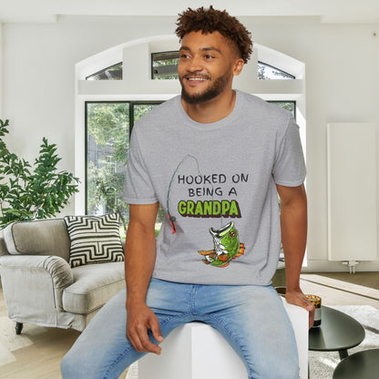 Hooked On Being A Grandpa Adult T-shirt