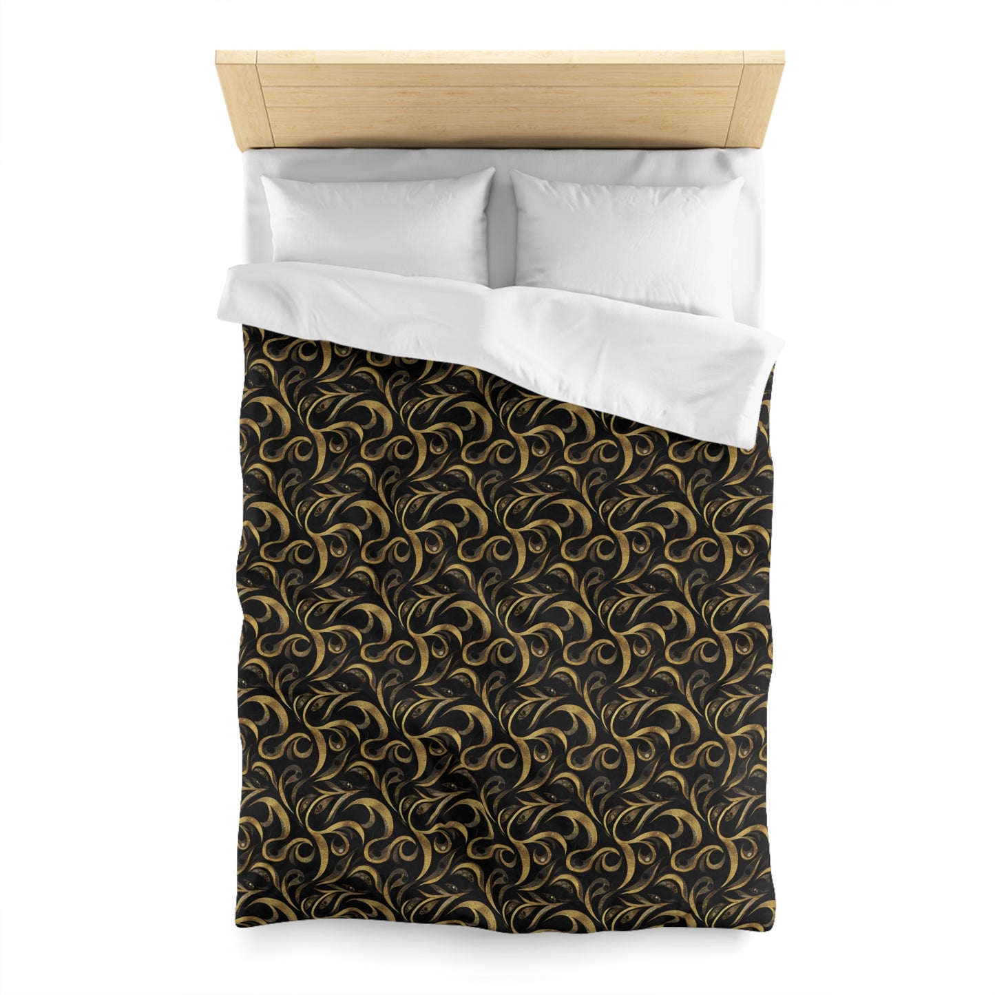 Golden Noir Swirl Microfiber Duvet Cover