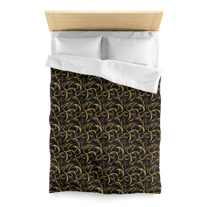 Golden Noir Swirl Microfiber Duvet Cover