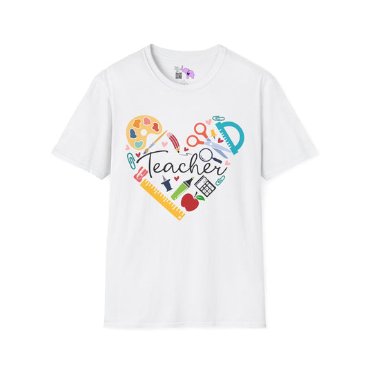 Teacher Supply Heart Adult T-shirt