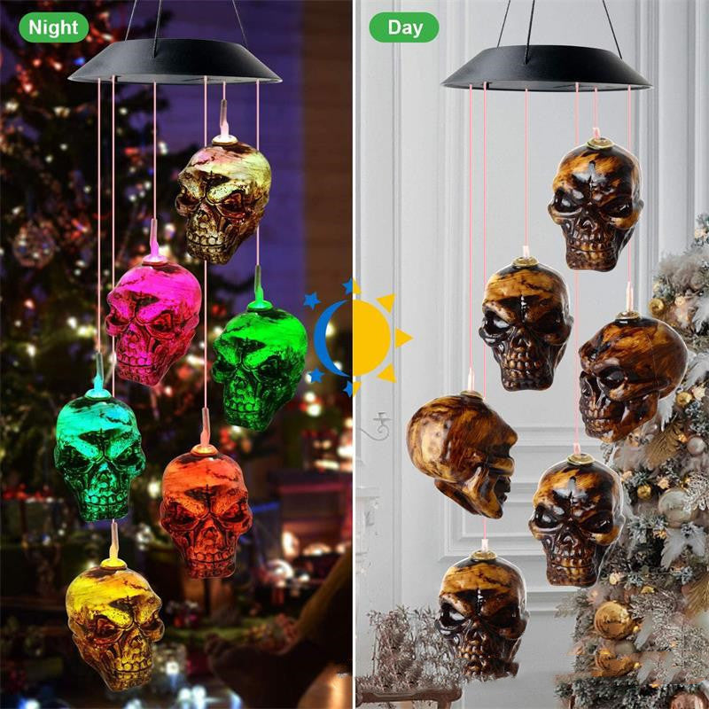 Halloween Skull Solar Powered LED Light Wind Chimes