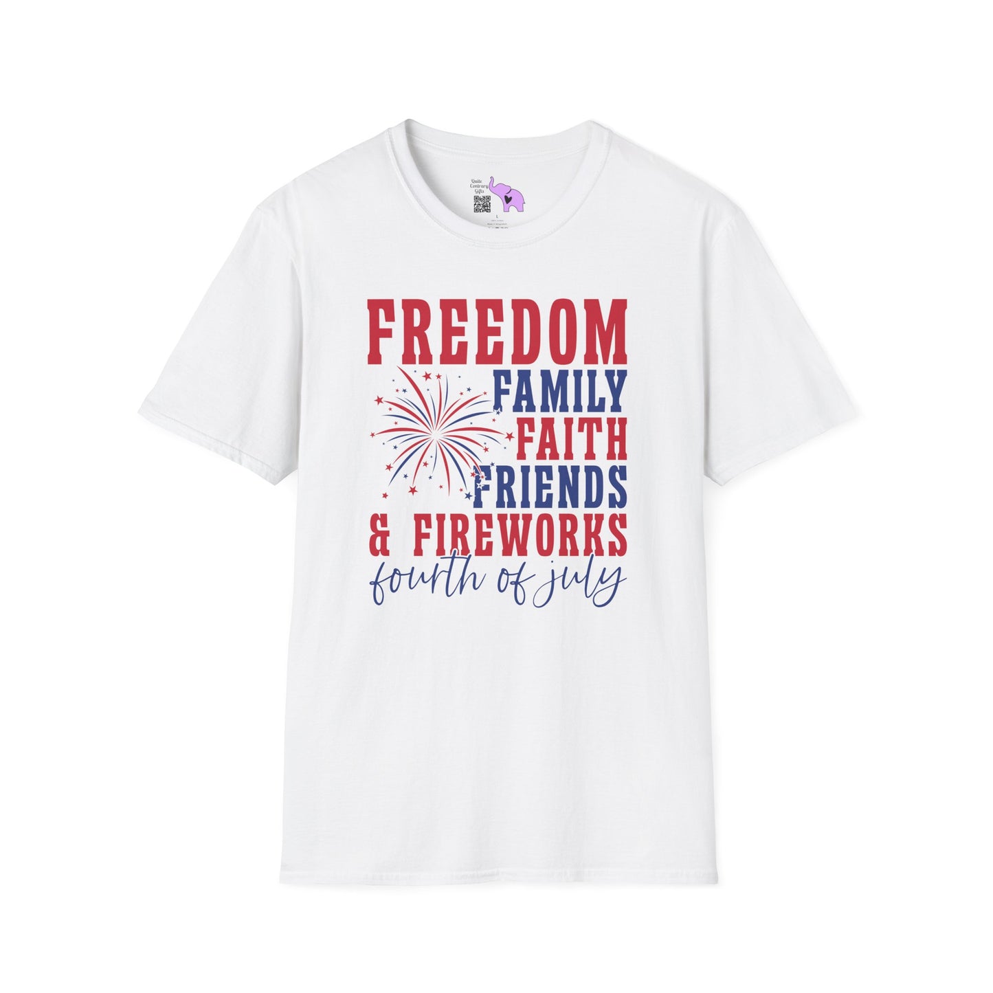 Freedom Family Faith Friends Fireworks 4th of July Adult T-shirt