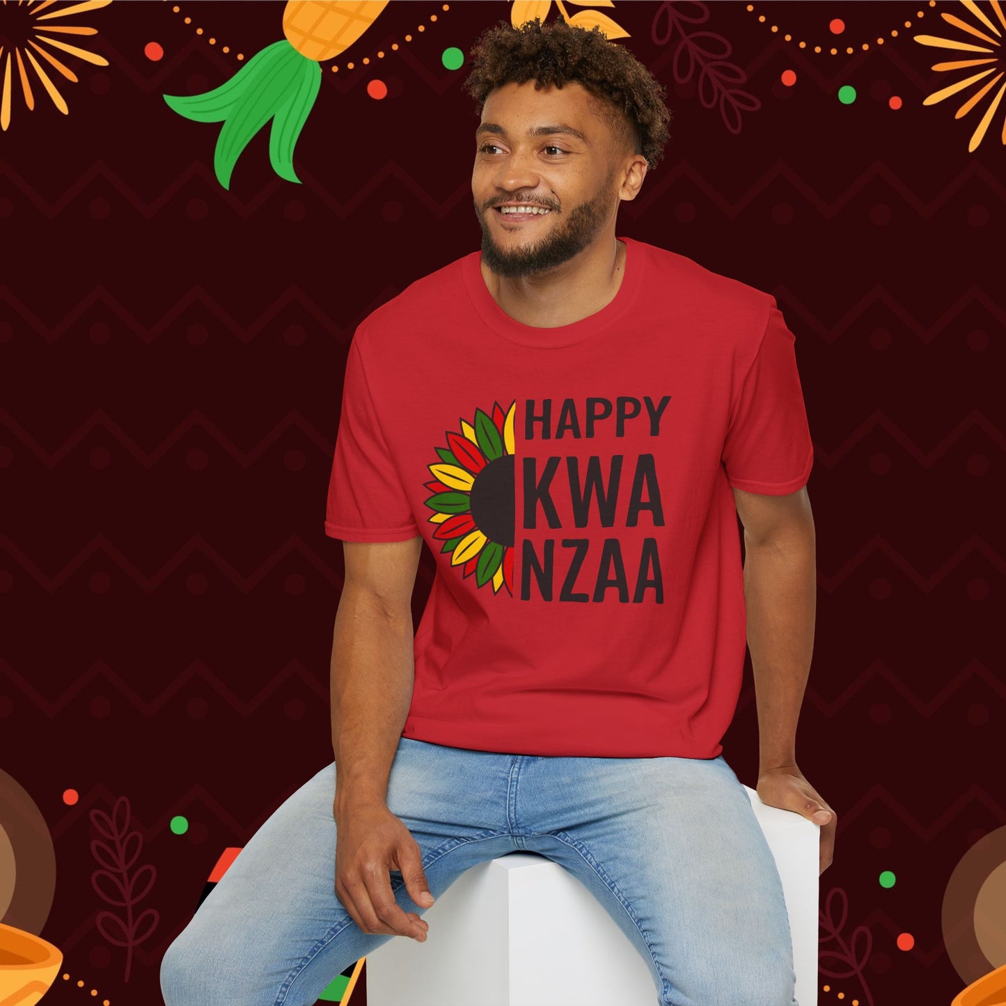 Happy Kwanzaa Sunflower Adult T-shirt