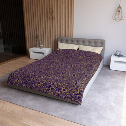 Golden Amethyst Radiance Mandala Microfiber Duvet Cover