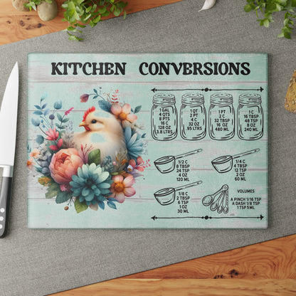Floral Chick Kitchen Conversions Glass Cutting Board - Colorful Floral Design