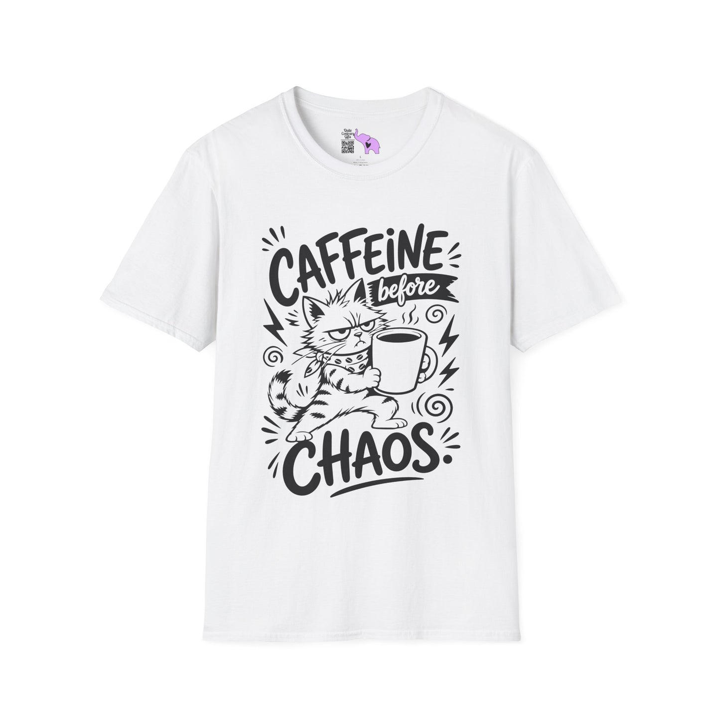""Caffeine Before Chaos (Cat) Adult T-shirt