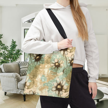 Worn Meadow Daisies Canvas Tote Bag