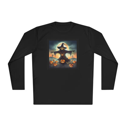Halloween Scarecrow w/Pumpkins 2 Adult Long Sleeve Tee