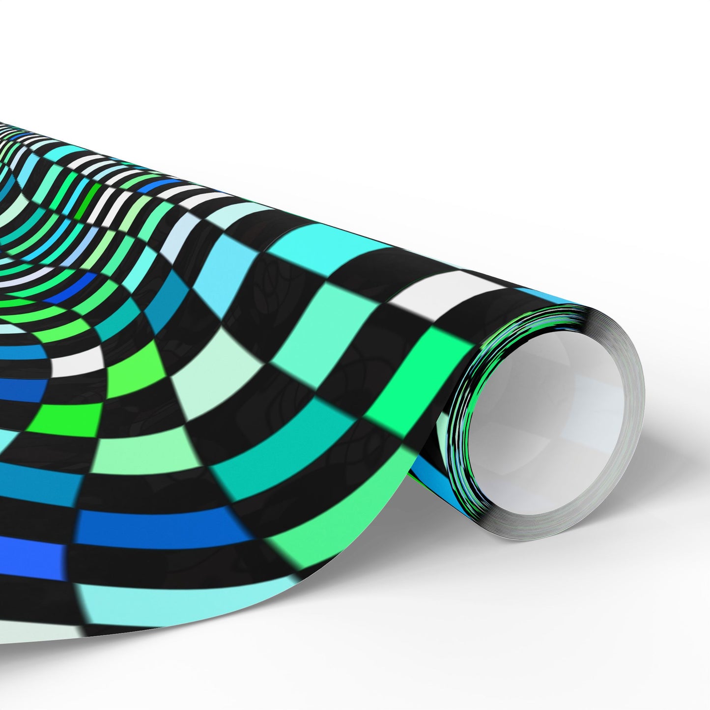 Warped Green Checkered Wrapping Paper