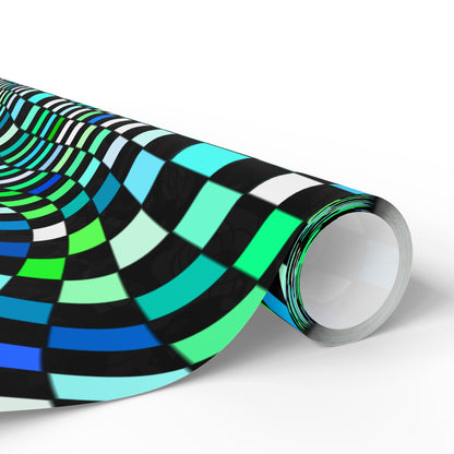 Warped Green Checkered Wrapping Paper