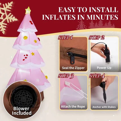 Lighted White Christmas Tree 7.2ft Inflatable