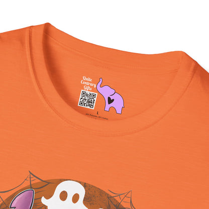 Halloween Skeleton Stitch w/Ghosts & Pumpkins Adult T-shirt