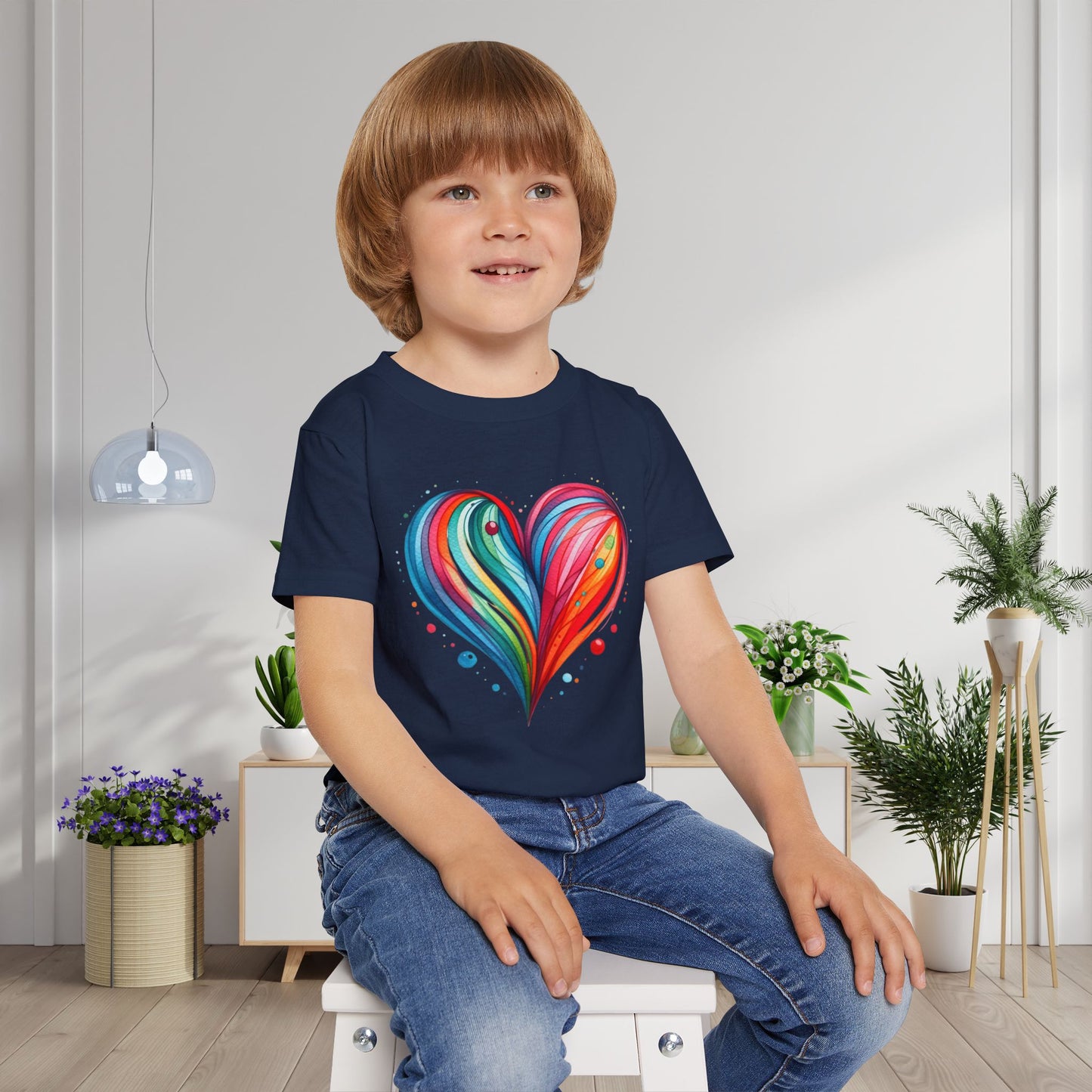 Blushing Rainbow Heart Heavy Cotton™ Toddler T-shirt
