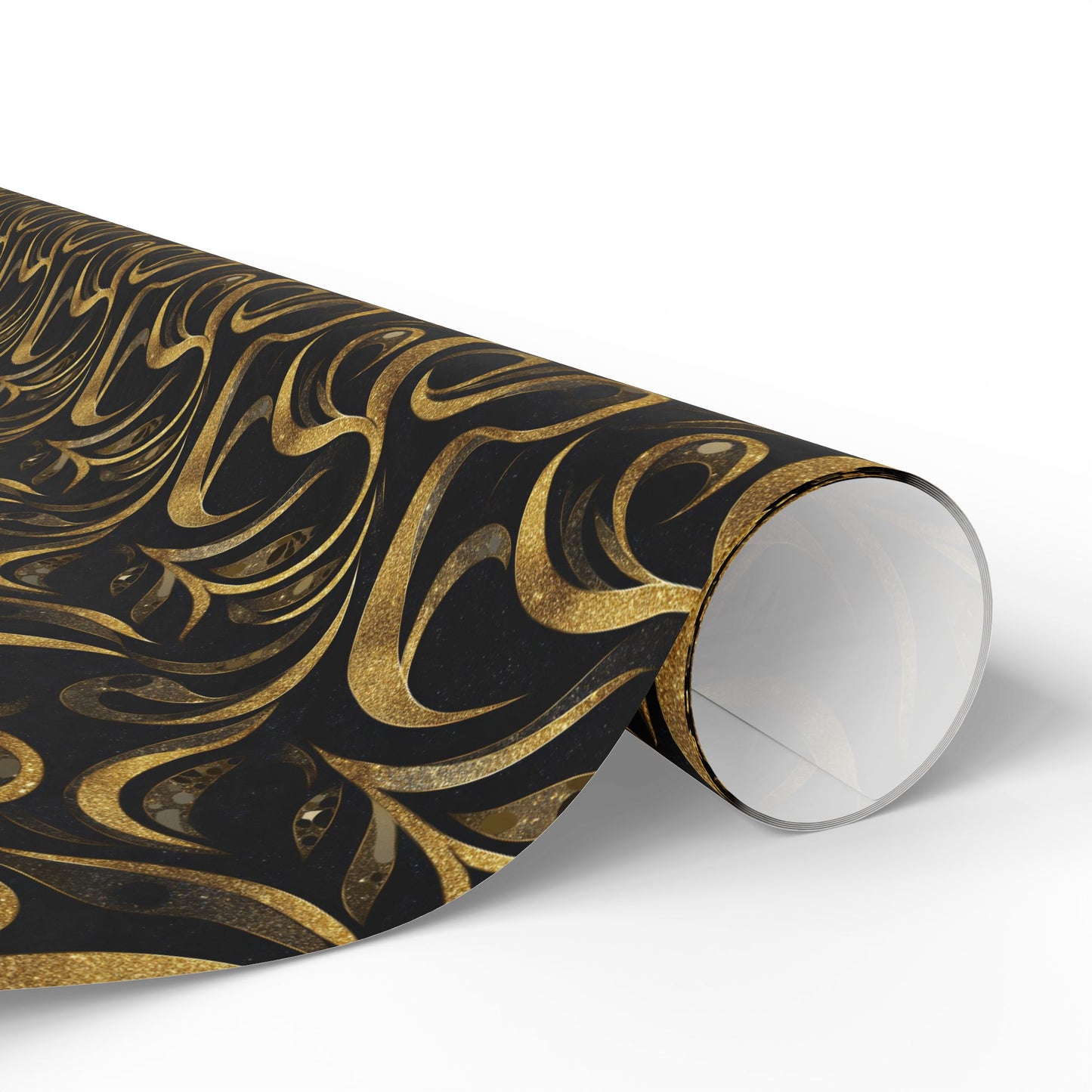 Golden Noir Swirl Wrapping Paper