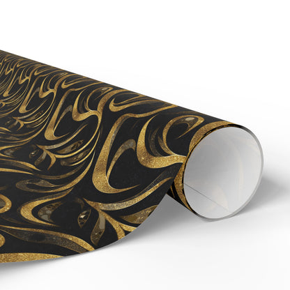 Golden Noir Swirl Wrapping Paper