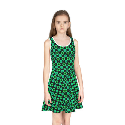Clover Bloom Burst Girls' Sleeveless Sundress
