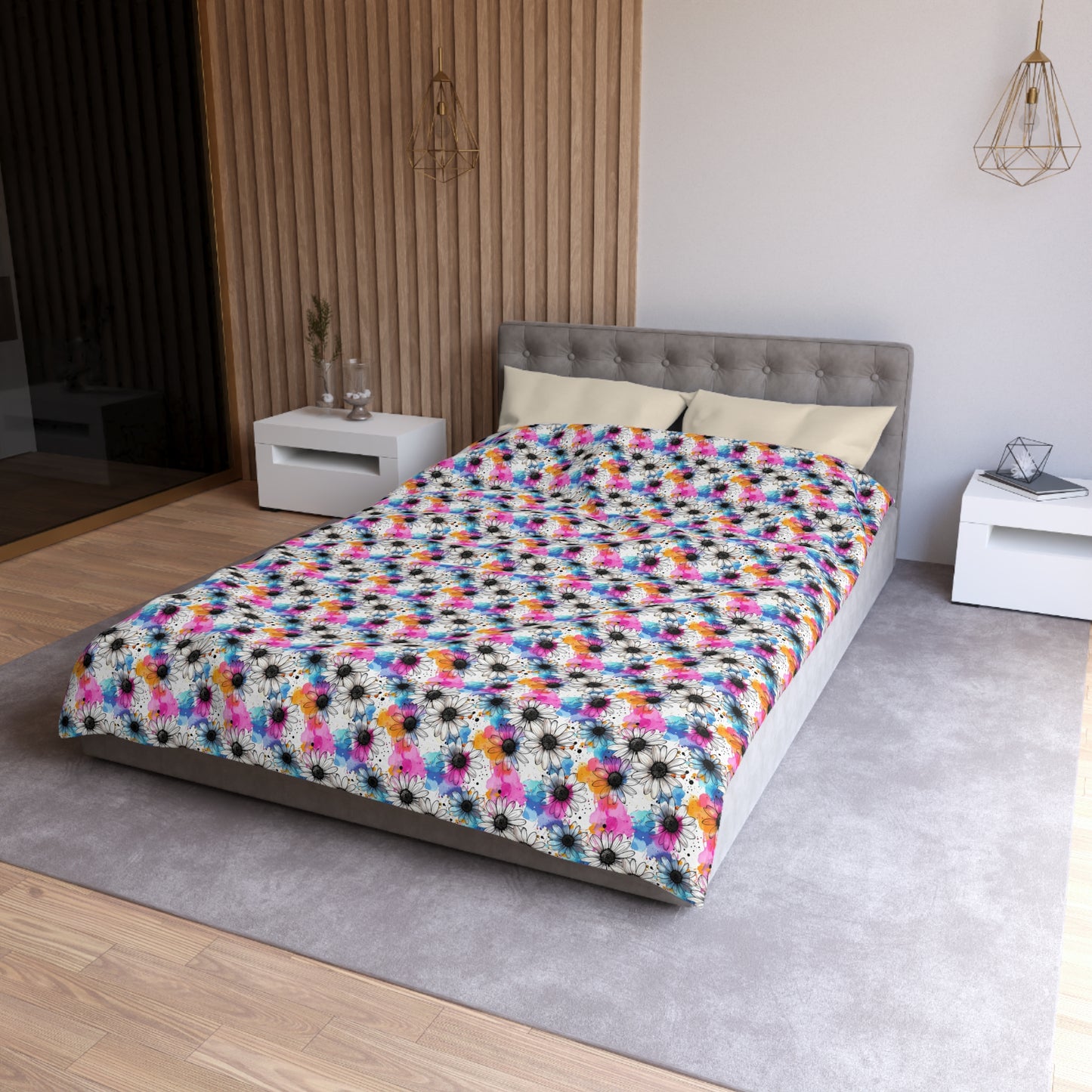 Watercolor Daisy Dream Microfiber Duvet Cover
