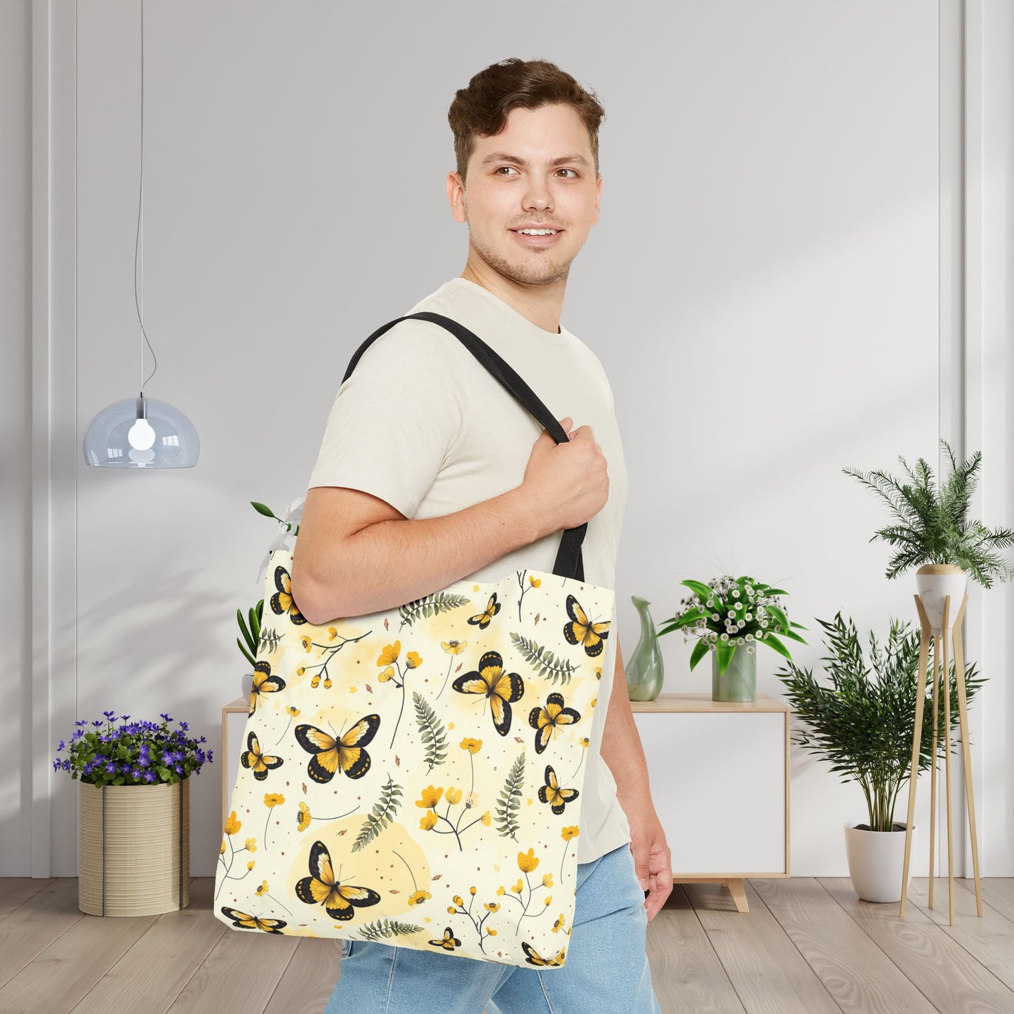 Sunlit Butterfly Bloom Canvas Tote Bag