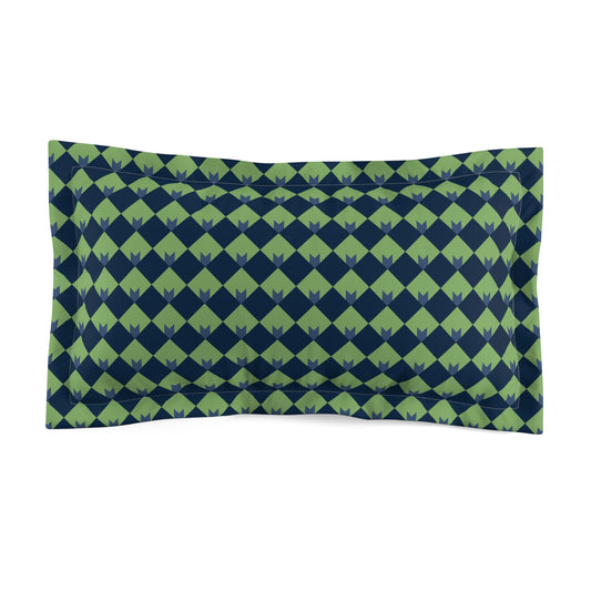 Diamond Bloom-Sage & Navy Microfiber Pillow Sham