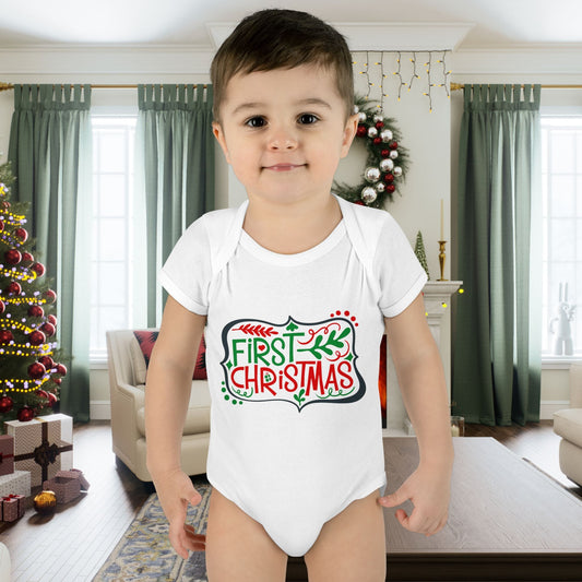 My First Christmas Infant Baby Rib Bodysuit