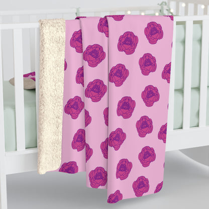 Rosy Dream Peonies Fleece Blanket