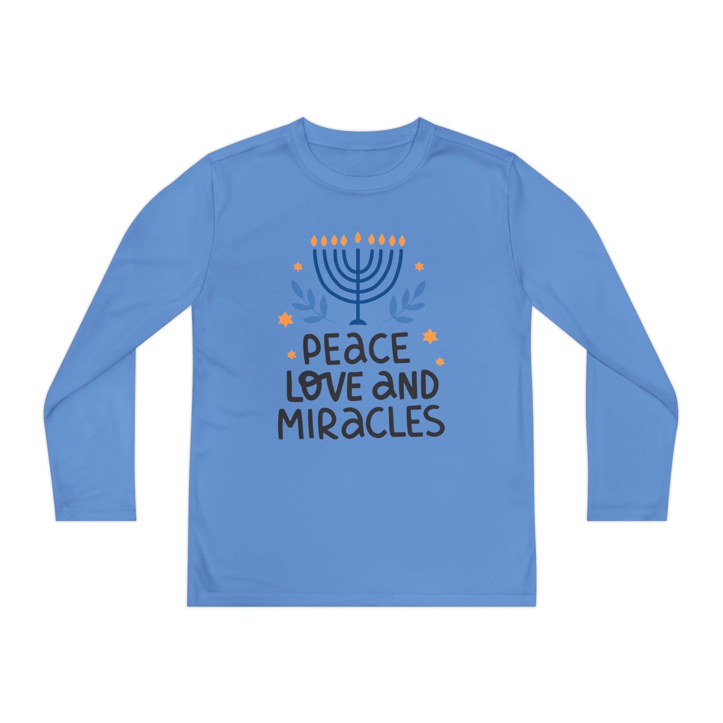Hanukkah Peace Love & Miracles 1 Youth Long Sleeve Tee
